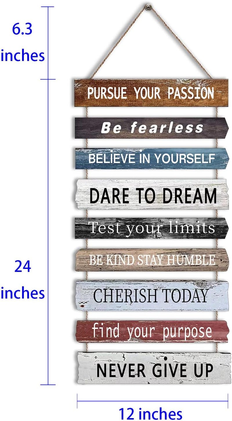 Joyhawk Motivational Wall Art Decor with Positive Quotes, Inspirational Wall Art Room Decor for Teen Girls Women, Rustic Wall Hanging Plaque Sign for Home Office Living Room Bathroom - 12x24 inch - Image 4